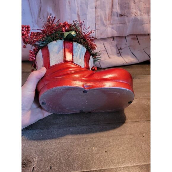 Stocking boot floral Mistletoe bell ornament center piece xmas decor - Picture 7 of 7